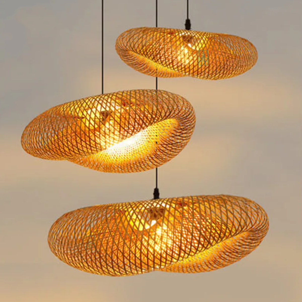 Lustre Pendente de Bambu Honolulu 40cm 12