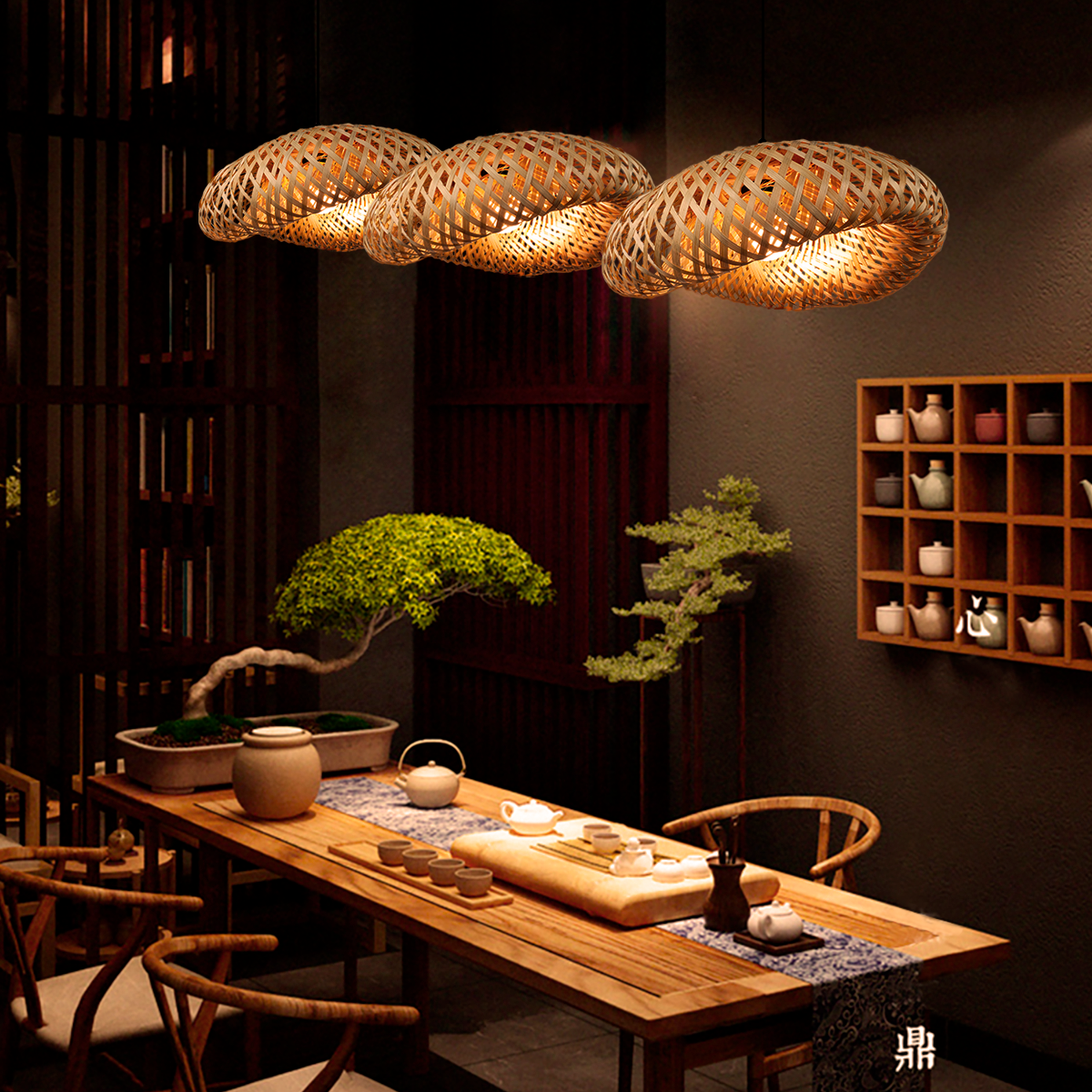 Lustre Pendente de Bambu Honolulu 40cm 2
