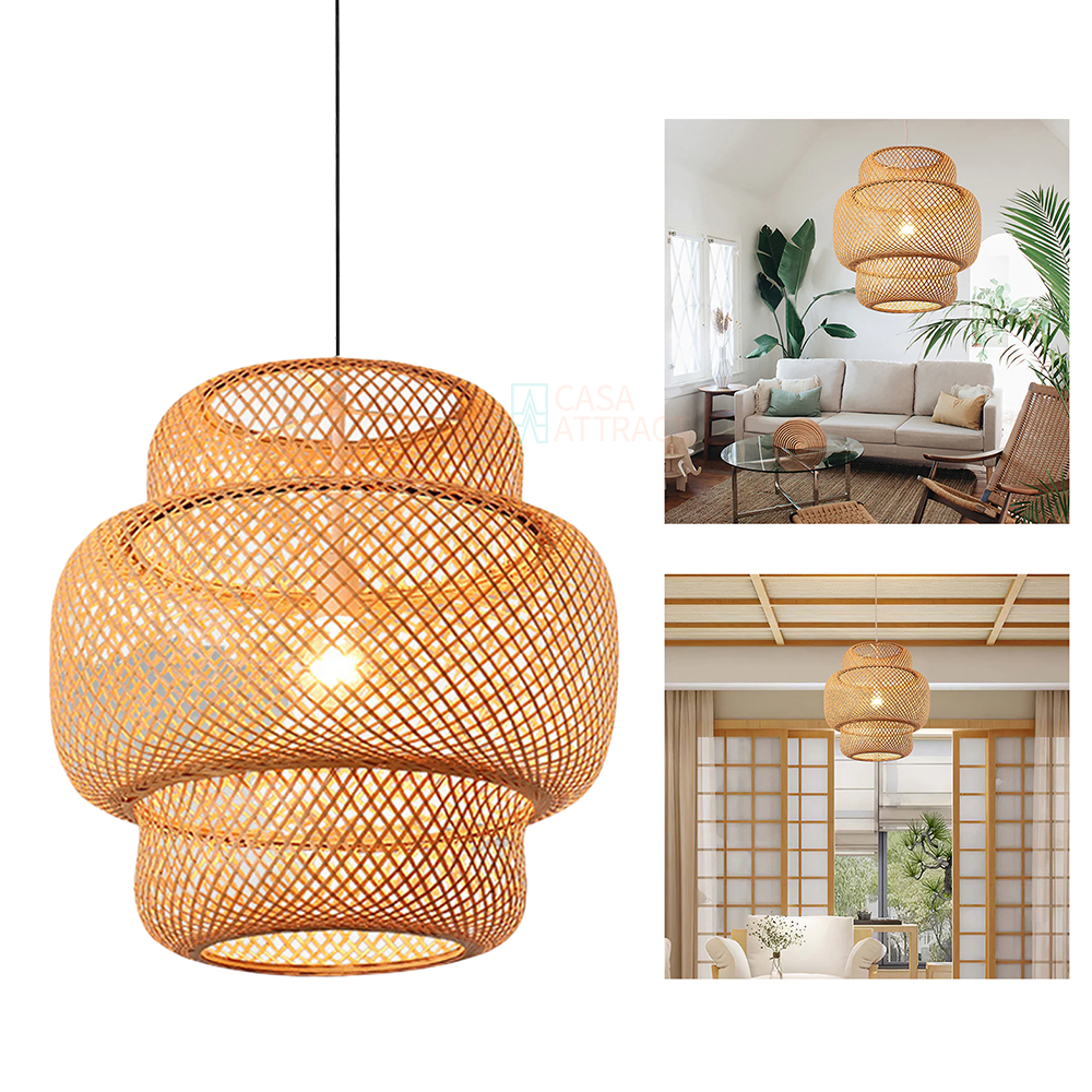 Lustre Pendente de Bambu Rustico Modelo Cayman – Bambu 40cm 4