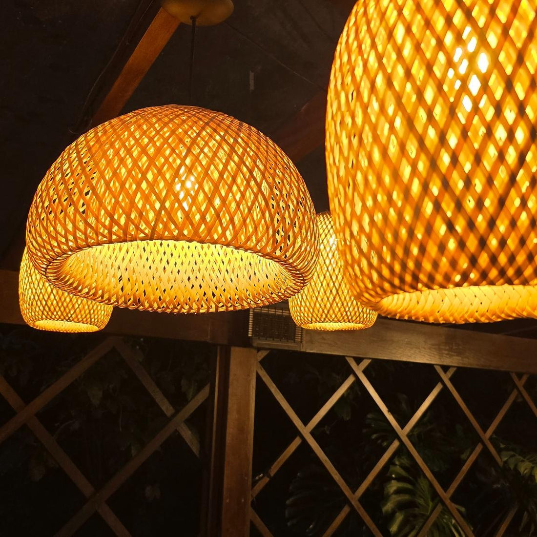  Pendente Lustres de Bambu Malibu 45cm + 4 Aruba  1